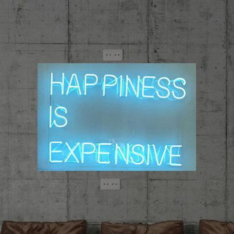 New Happiness Is Expensive Neon Art Sign Handmade Visual Artwork Decor Light 