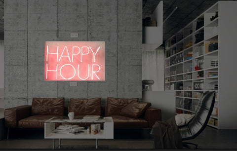 New Happy Hour Neon Art Sign Handmade Visual Artwork Wall Decor Light