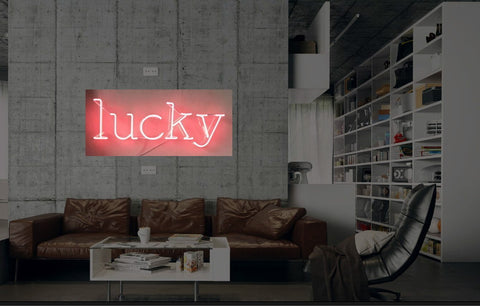 New Lucky Neon Art Sign Handmade Visual Artwork Wall Decor Light 