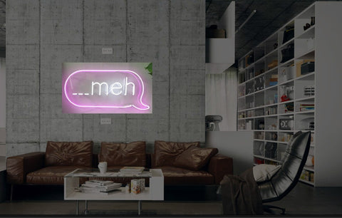 New Meh Speech Bubble Neon Art Sign Handmade Heart Visual Artwork Wall Light 