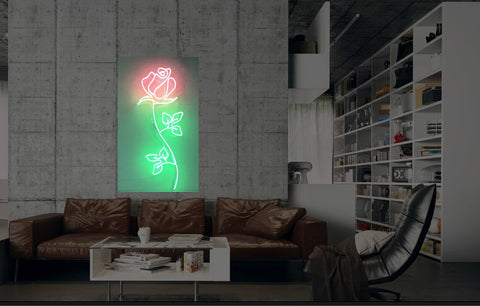 New Rose Flower Love Neon Art Sign Handmade Visual Artwork Wall Decor Light 