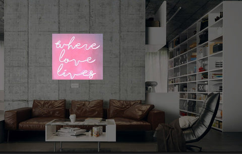 New Where Love Lives Neon Art Sign Handmade Visual Artwork Wall Decor Light 