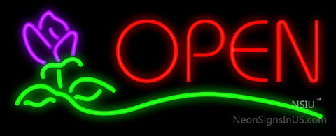 Open Rose Block Neon Sign 