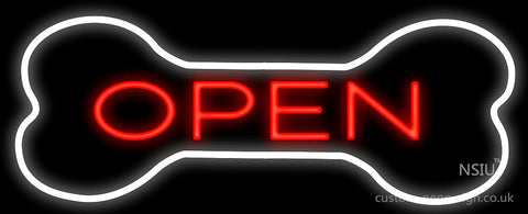 Open With Bone Border Neon Sign