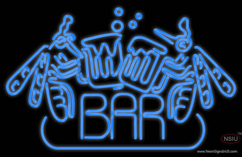 Bar With Mosquito And Beer Mug Real Neon Glass Tube Neon Sign