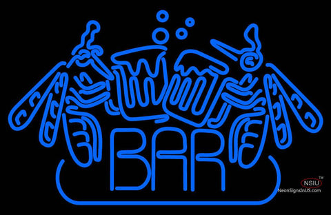 Bar With Mosquito And Beer Mug Neon Sign