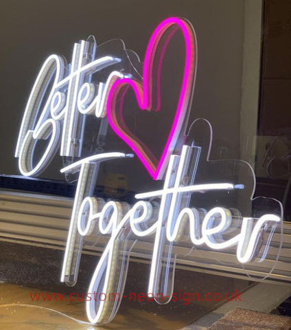 Better Together With Love Wedding Home Deco Neon Sign 
