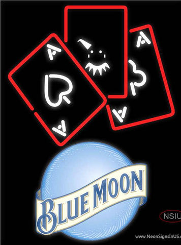 Blue Moon Ace And Poker Real Neon Glass Tube Neon Sign