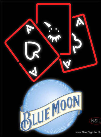 Blue Moon Ace And Poker Real Neon Glass Tube Neon Sign 