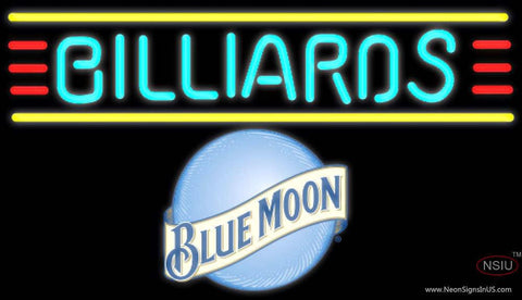 Blue Moon Billiards Text Borders Pool Neon Beer Sign