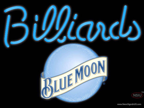 Blue Moon Billiards Text Pool Neon Beer Sign  7 