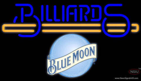 Blue Moon Billiards Text With Stick Pool Neon Beer Sign Giant 