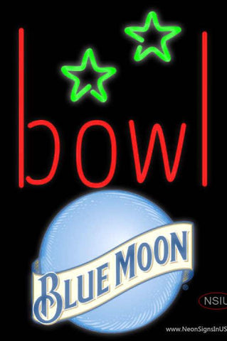 Blue Moon Bowling Alley Real Neon Glass Tube Neon Sign