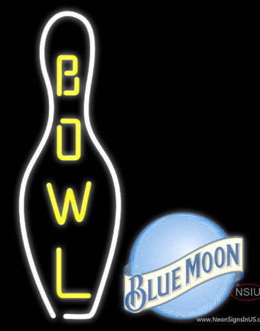 Blue Moon Bowling Real Neon Glass Tube Neon Sign 