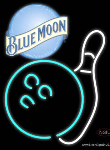 Blue Moon Bowling Neon White Sign