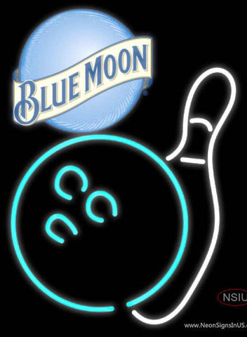 Blue Moon Bowling Neon White Sign 