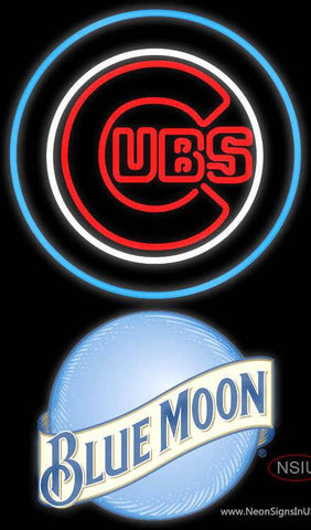 Blue Moon Chicago Cubs MLB Real Neon Glass Tube Neon Sign 