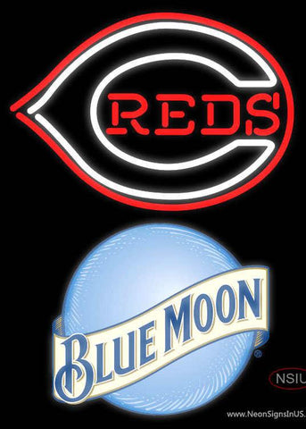 Blue Moon Cincinnati Reds MLB Real Neon Glass Tube Neon Sign 