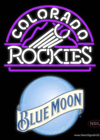 Blue Moon Colorado Rockies MLB Real Neon Glass Tube Neon Sign 