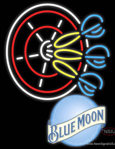 Blue Moon Darts Real Neon Glass Tube Neon Sign 
