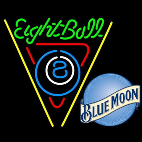 blue moon eightball billiards pool neon beer