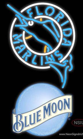 Blue Moon Florida Marlins MLB Real Neon Glass Tube Neon Sign 