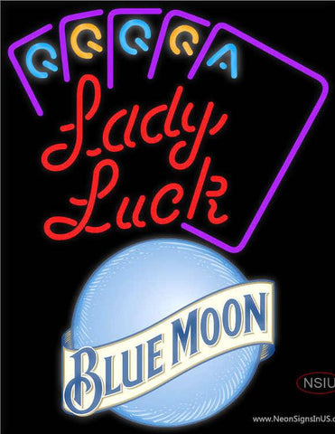 Blue Moon Lady Luck Series Real Neon Glass Tube Neon Sign 