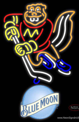 Blue Moon Minnesota Golden Gophers Hockey Real Neon Glass Tube Neon Sign