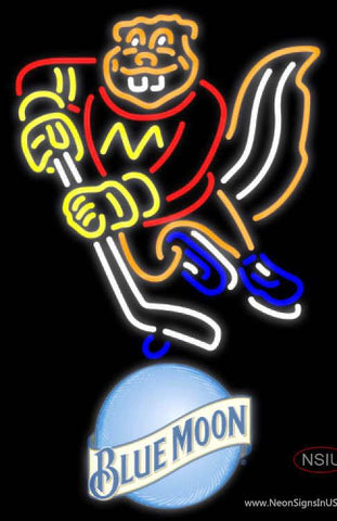 Blue Moon Minnesota Golden Gophers Hockey Real Neon Glass Tube Neon Sign 