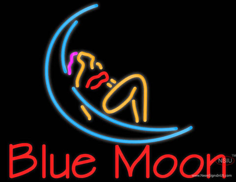 Blue Moon Lady Orange Neon Beer Sign 