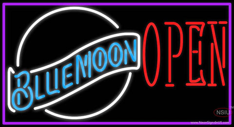 Blue Moon White Open Neon Beer Sign 