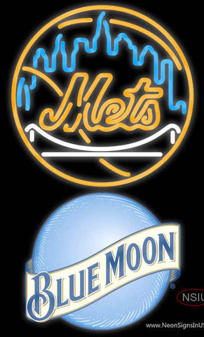 Blue Moon New York Mets MLB Real Neon Glass Tube Neon Sign 
