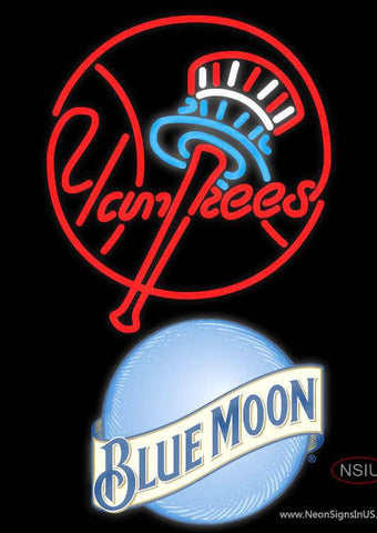 Blue Moon New York Yankees MLB Real Neon Glass Tube Neon Sign 