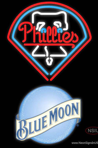 Blue Moon Philadelphia Phillies MLB Real Neon Glass Tube Neon Sign 