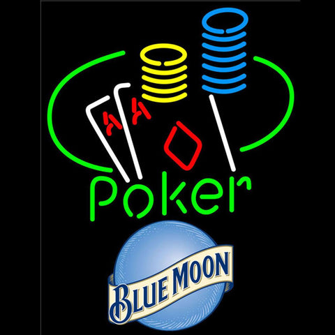 blue moon poker ace coin table neon sign