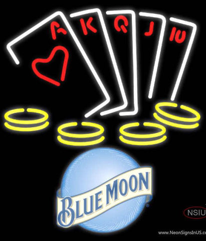 Blue Moon Poker Ace Series Real Neon Glass Tube Neon Sign 7 