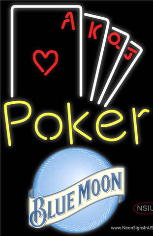 Blue Moon Poker Ace Series Real Neon Glass Tube Neon Sign 