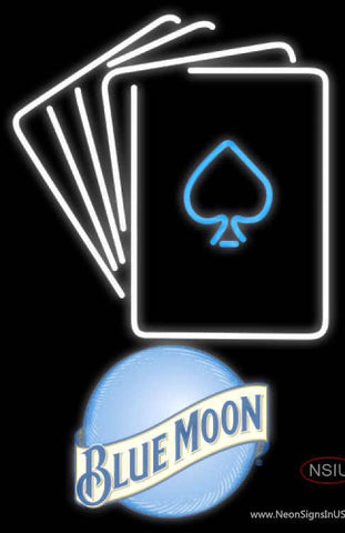 Blue Moon Poker Cards Real Neon Glass Tube Neon Sign 7