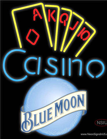 Blue Moon Poker Casino Ace Series Real Neon Glass Tube Neon Sign 