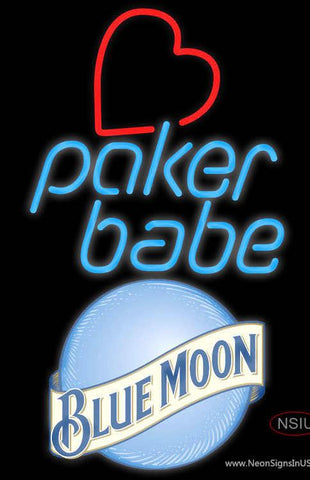 Blue Moon Poker Girl Heart Babe Real Neon Glass Tube Neon Sign