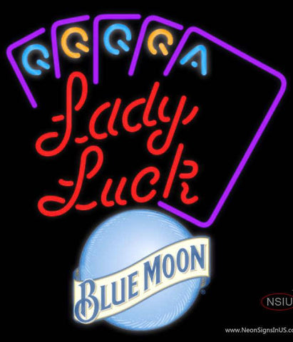 Blue Moon Poker Lady Luck Series Real Neon Glass Tube Neon Sign 7