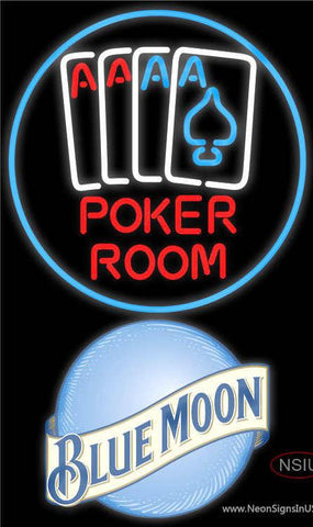 Blue Moon Poker Room Real Neon Glass Tube Neon Sign 
