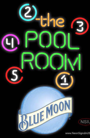 Blue Moon Pool Room Billiards Neon Beer Sign 