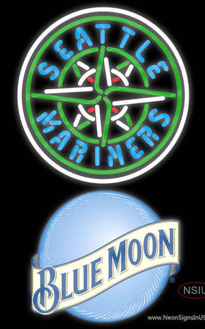 Blue Moon Seattle Mariners MLB Real Neon Glass Tube Neon Sign