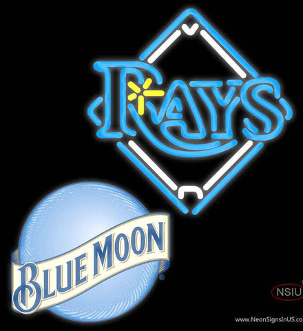 Blue Moon Tampa Bay Rays MLB Real Neon Glass Tube Neon Sign