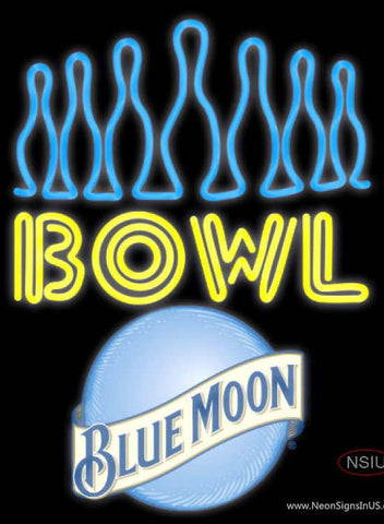 Blue Moon Ten Pin Bowling Real Neon Glass Tube Neon Sign 