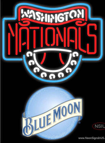 Blue Moon Washington Nationals MLB Real Neon Glass Tube Neon Sign