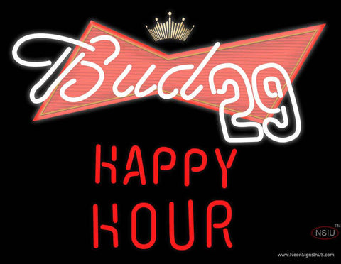 Bud  Happy Hour Real Neon Glass Tube Neon Sign