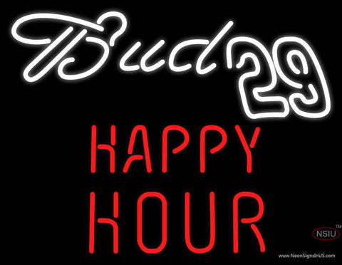 Bud  Happy Hour Real Neon Glass Tube Neon Sign