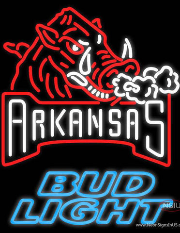 Bud Light Arkansas Razorbacks Real Neon Glass Tube Neon Sign 